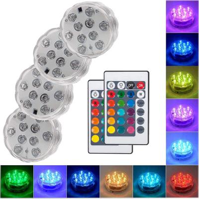 China Pool RGB Remote Submersible Led Lights Ip68 Waterproof 10 LED Lighting Decoration For Pool Fountain Aquarium Hot Tub for sale