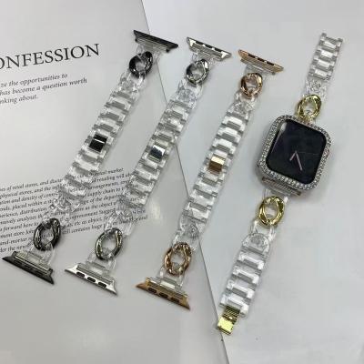 China Anti-fall Crystal Transparent Strap For Apple Watch Band Series 7 Watch Band 6 5 4 3 2 Clear On Iwatch Smart Wristbands 38mm40mm 42mm 44mm for sale