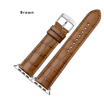 China Protect Your Watch Devices From Scratches Genuine Leather Watch Band With Metal Buckle For Apple Watch 38mm 42mm Women Men Crocodile Sport Straps 40mm 44mm iWatch Band for sale