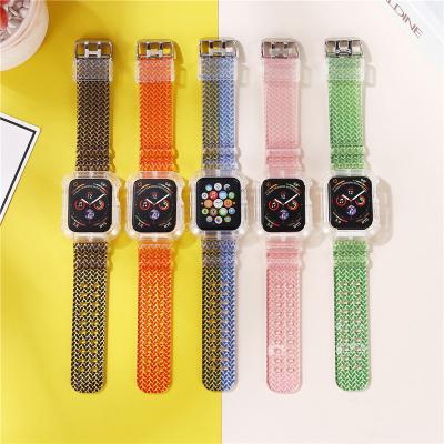 China Protect Your Watch Devices From Scratches Silicone Sport Strap For Apple Watch Band 1 2 3 4 5 Jelly Transparent For Watch 65 4 Wrist Strap 38mm 40mm 42mm 44mm for sale