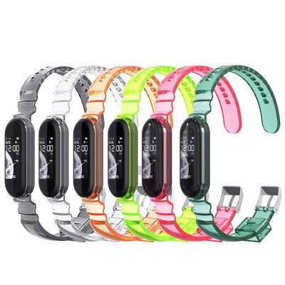 China Protect Your Watch Devices From Scratches New Clear Strap For XIAOMI Band 6 5 4 3 Strap Replaceable Transparent Silicone Watch Band for sale