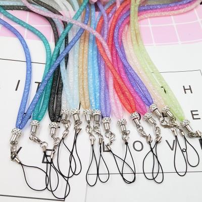 China ABS+Candy Crystal Color Glitter Case iPhone Lanyard Strap For iPhone Cell Phone Neck Rope Camera Hanging Strap for sale