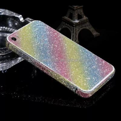 China New Full Body Mobile Phone Glitter Shiny Skin For iPhone 4 Rainbow Sticker Diamond Film Cover for sale