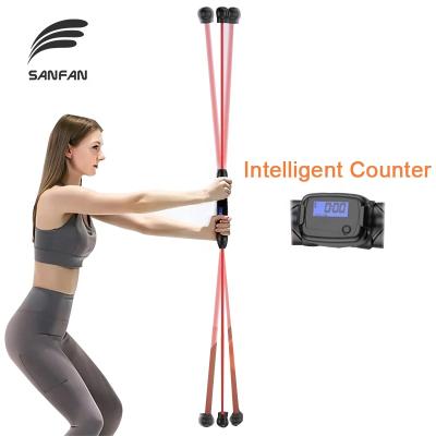 China SANFAN New Arrival Fiberglass Exercise Bar Pilates Lightweight Training Workut Bar Smart Detachable Fitness Bungee Stick for sale