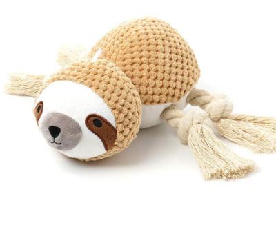 China Lovely Interactive Toy Dog Plush Bite Free Sample Squeaky Puppy Waterproof Design Eco-Friendly Resistant Sloth Toys Rope Teeth Cleaning for sale