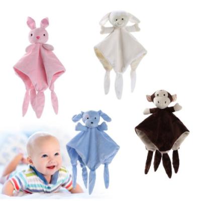 China Free Sample Lovely Baby Plush Monkey Dog Rabbit Comforter Towel Infant Toy Custom Make Baby Rabbit Blanket Toy Plush Monkey Baby Blankets for sale