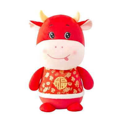 China Lovely 2021 Toy Cute Red Milk Cow Mascot Bull Symbol Plush Toy Chinese Tang Costume Doll Beef Cattle Stuffed For Kids Birthday Gift for sale