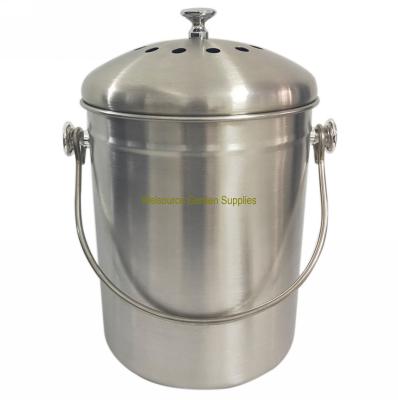 China Sustainable 1 gallon stainless steel compost bucket, perfect countertop solution for kitchen food scraps for sale