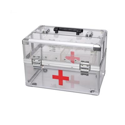 China Easy Carry Case First Aid Clear Acrylic Medical Train Case With Two Trays for sale