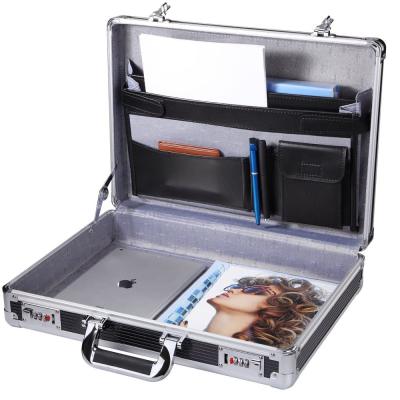 China Protective Briefcase Black Aluminum Toolbox Portable Tool Suitcase Laptop Case for sale