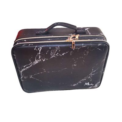 China Custom made travel large capacity PU marble maquillaje maleta for sale