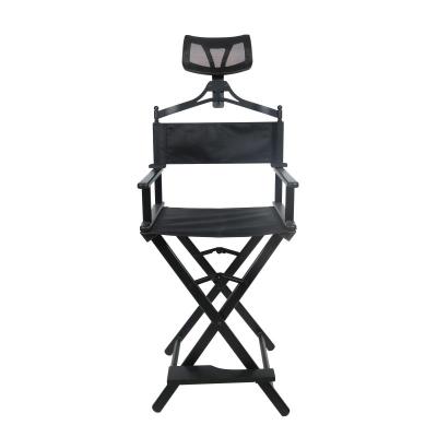 China Strong Black Professional Custom Aluminum Makeup Artist Director Foldable Make Up Chair for sale