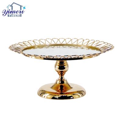 China Custom viable dessert table decoration gold mirror tier cup cake stand with metal stand for sale