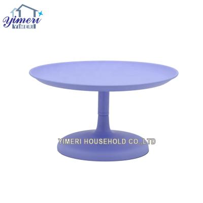 China Disposable Party Birthday Used Decoration Round Pastry Display Rack Blue Colored Single Round Cake Stand Wedding for sale