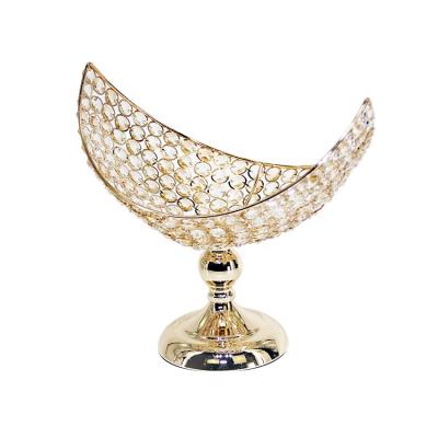 China Fancy Minimalist Metal Gold Silver Plated Crystal Fruit Basket Stand For Home Decoration for sale