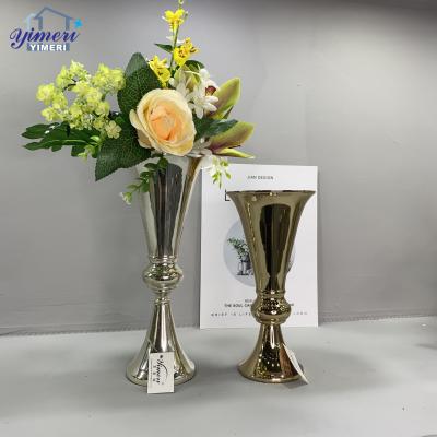 China Small Metal Minimalist Trumpet Silver Plated Gold Flower Vases For Wedding Centerpieces for sale