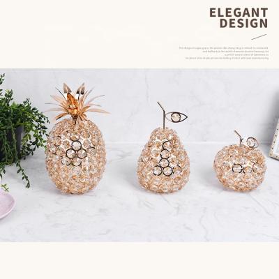 China New Unique China Metal Crystal Fruit Pear Pineapple Apple Ornament For Gifts for sale