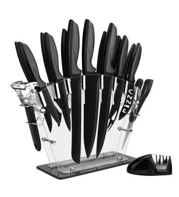 China Sustainable High Quality Stainless Steel kitchen knife set With Holder for sale