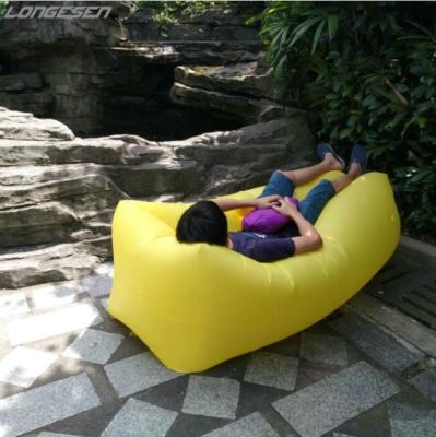 China Hybrid Nylon Banana Type Sofa Lounger Beach Bed Air Hammock Sleeping Air Bag Fast Inflatable Portable Lazy Camping Air Bag for sale