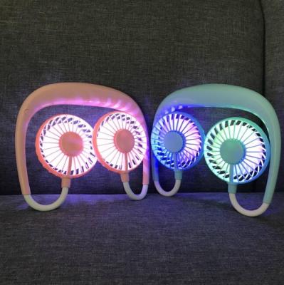 China Car OEM Outdoor Sports Portable Folding Hanging Neck LED Charging USB Mini Fan for sale