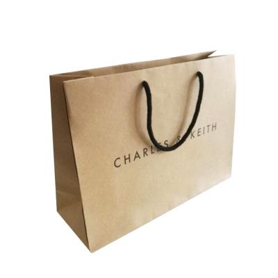 China Cheap Custom Logo Printing Kraft BIODEGRADABLE Recycled Brown Paper Bag With Handles for sale