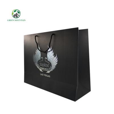 China China Manufacturer Custom Printed Black Recyclable Gift Kraft Paper Bag For Shopping With Your Own Logo for sale