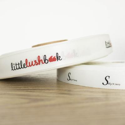 China Custom Printed White Polyester Satin Ribbon Logo Eco-Friendly With High Quality for sale