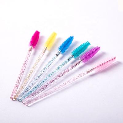 China Beauty Care Makeup Tools Bling 100ps Eyelash Sweep Disposable Crystal Mascara Wands Glitter Makeup Brushes for sale