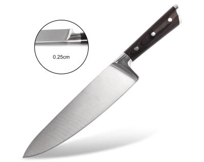 China 8 Inch 5Cr15 Rivets 8 Inch 5Cr15 Stainless Steel Durable Wood Handle Triple Chef Knife Kitchen Knife Pakka for sale