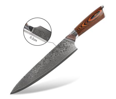 China Sustainable Sustainable Chef's Knife Damascus Steel VG10 Japanese 67 Seats Wooden Handle Knife Pakka Knife Kitchen for sale