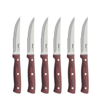 China 6pcs/set 3cr13 Stainless Steel Viable Steak Knife Set With Wooden Handle Steak Kitchen Knife for sale