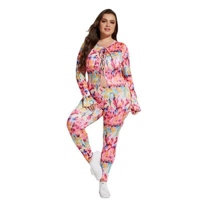 China New Yoga Clothing Breathable Large Size Onesie Color Printing Breathable Fitness Suit for sale