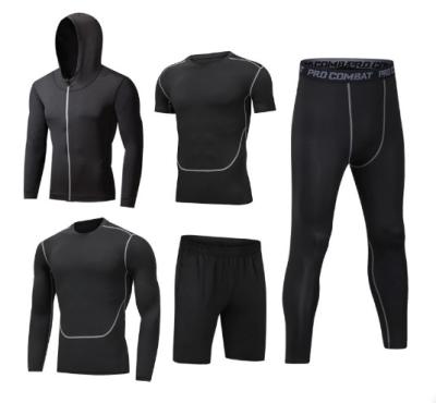 China Five-piece Quick-Dry Men's Training Fitness Suit Men's Running Suit Tights Breathable Gym Suit for sale