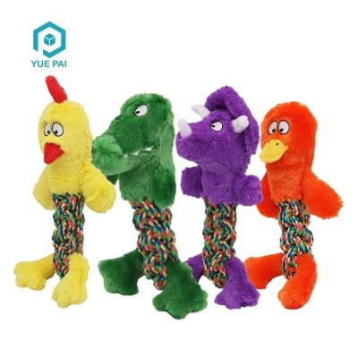 China Viable Soft BB Noise In The Lead Durable Colorful Rope Body Squeaky Plush Dog Interactive Toy for sale