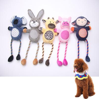 China Sustainable Wholesale Retail Retail Leg Stretch Squeaky Rope Interactive Pet Chew Cat Dog Toys for sale