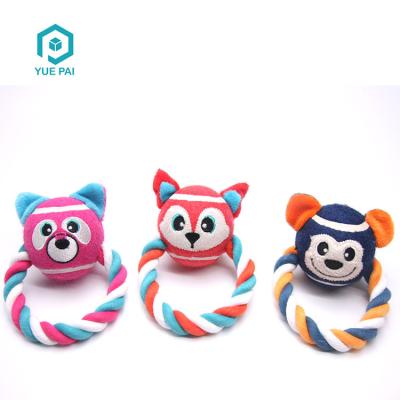 China Viable New Product Ring Ball Interactive Cardboard Animal Rubber Dog Toy With Rope for sale