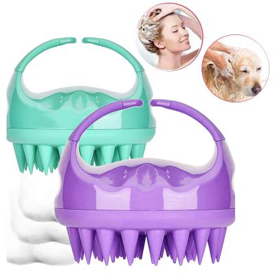 China Waterproof Shampoo Brush Hair Scalp Massager Head Scrubber 2 In 1Silicone Shampoo Massage Hair Scalp Comb Brush for sale