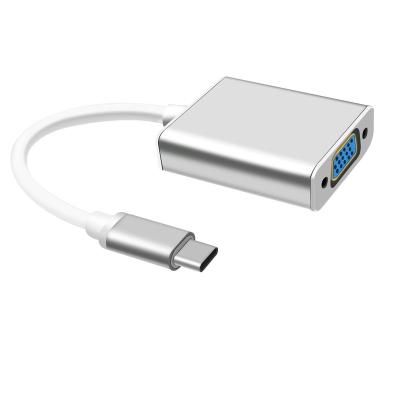 China Speaker New aluminum alloy Nickel plated usb3.1 Type-C male to VGA female adapter HD cable for Computer for sale