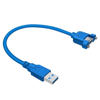 China Environmental Friendly Cheap USB 3.0 Male To Female Panel Mount Extension Cable With Ears Lock Screws Can Be Fixed for sale