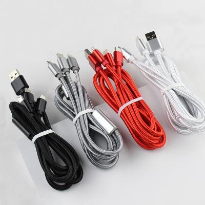 China Durable Nylon Braided 3 In 1 Universal USB Cable Charging 3 In 1 Fast Charging USB Cable Multi Function for sale