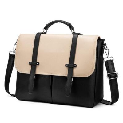 China High Quality PU Leather Laptop Bags Shoulder Bags New Arrival Daily Life Tote Briefcase For Women Black beige for all seasons for sale