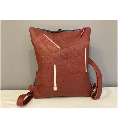 China Others New Arrived Red Vegan Pinatex Leather Shoulder Backpack Ladies Bag For Woman for sale