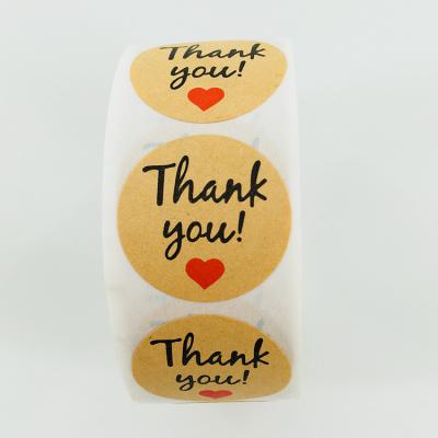 China Cartoon Sticker Custom Design Gold Foil Natural Kraft Paper Thank You Sticker Labels Print Red/Black Hearts, 500 Stickers Per Roll for sale