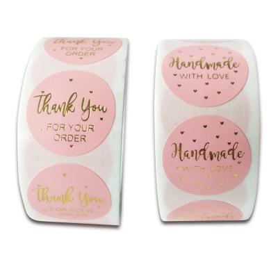 China Hot Selling Fancy Labels Waterproof Adhesive Label Sticker Hot Stamping Stickers Thank You for sale