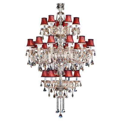 China Modern Large Stair Long Luxury Crystal 24 Lights 3 Floors Modern K9 Lobby Hotel Candle Chandelier Fixture for sale