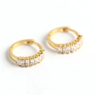 China CLASSIC 2023 Summer Color Jewelry 18k Gold Plated Zircon Paving Zirconia Ring Earrings FO Ring Earrings 925 Sterling Silver Square Cubic for sale