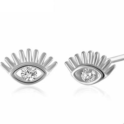 China CLASSIC Luxury Gold Plated 18k Cubic Zirconia Eye Stud Earring 925 Sterling Silver Eye Stud Earring for sale