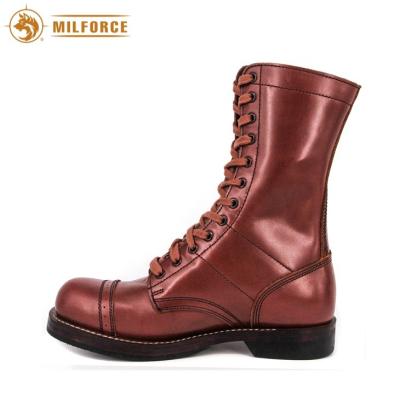 China New army peak goodyear red leather boots for sale