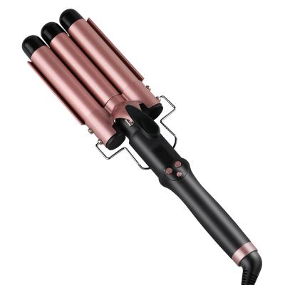 China 3 Barrel Ceramic Curling Iron Tourmaline Curling Iron Waves With Adjustable Temperature Wave Wand for sale