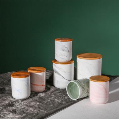 China Moderndesign clay color home decor minimalist kitchen tableware cylinder shape porcelain coffee tea coffee marble jars for sale